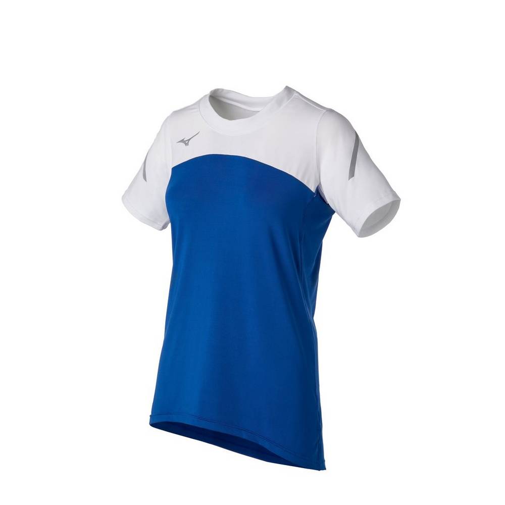 Jerseys Mizuno Techno VII Short Sleeve Mujer Azul Real/Blancas Outlet ITFV-43078